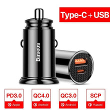 Load image into Gallery viewer, USB Car Charger Quick Charge 4.0 3.0 QC4.0 QC3.0 QC SCP 5A Type C PD Fast Car Chargers