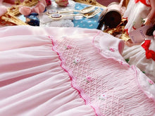Load image into Gallery viewer, Handmade Luxury Interesting Baby Girl Spring Autumn Long Sleeve Pink Handmade Smoking Dress
