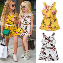 将图片加载到图库查看器,Modern Luxury Girl Clothes Kids Baby Girls Floral Jumpsuit Sleeveless Romper Clothes Outfits Set Dress For Girls In Floral Modern Summer Design