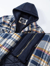 将图片加载到图库查看器,Men's Modern Warm Jacket With Removable Hood Winter Coats Men's Hooded Jackets Fashionable Autumn Jackets Winter Warm Coat Thick Hoodie Long Sleeve Outdoor Plaid Shirt Jackets