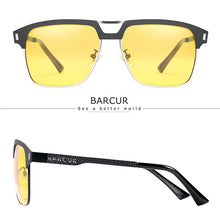 Load image into Gallery viewer, BARCUR Polarized Men’s Sunglasses – Fashionable Square Stainless Steel Frame UV400 Protection Anti-Reflective Outdoor Sports & Driving Eyewear – Original Design Casual Style with Premium Polycarbonate Lenses