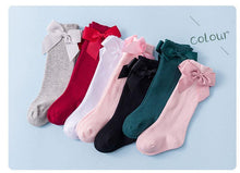 将图片加载到图库查看器,Baby Girls High Long Soft Cotton Lace Big Bow Knee Socks Toddlers Stretchable Material Excellent For Every Occasion