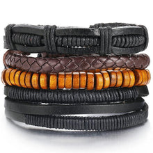 将图片加载到图库查看器,BOHO Tibet Stone Feather Multilayer Leather Bracelet Eye Fish Charms Beads Bracelets For Men Vintage Punk Wrap Wristband Cool Jewelry