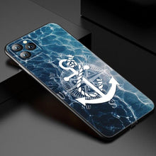 将图片加载到图库查看器,Anchor Boat Ship Wheel Phone Case For iPhone 13 12 Mini 11 Pro XS Max XR X 8 7 6S 6 Plus 5S 5 SE 2020 Black Cover Custom Anchor Hard Back Cover Case