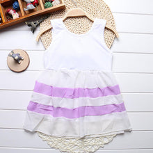 Load image into Gallery viewer, Baby Girl Clothes for Kids with Cute Purple Stripe and Round Neck Sleeveless Chiffon Dresses For Girls