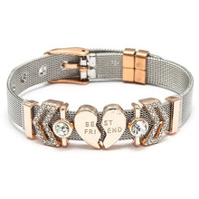 将图片加载到图库查看器,Fashion Stainless Steel Woman and Men Bracelet Mesh Bracelet Set Crystal Heart Anchor Charm Fine Bracelet Bangle For Female Lover