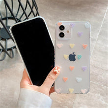 Load image into Gallery viewer, Love Heart Transparent Shockproof Phone Case For iPhone 12 11 Pro Max 7 8 Plus X XS Max XR Lens Protection Soft Cover Love Heart Pattern Soft Flexible Ultra-thin Shockproof Cover Women Girls Phone Case