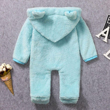 将图片加载到图库查看器,New Winter Trend Warm Newborn Baby Boy Solid Hooded Baby Romper Warm Coat Fleece Jumpsuit Infant Outwear For Boys And Girls