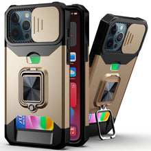 将图片加载到图库查看器,Slide Camera Cover Kickstand Card Wallet Case for iPhone11 X XS 8 Shockproof Protective Phone Case Wallet Case for iPhone With Sliding Camera Case With Kickstand Magnetic Adjustable Ring Holder