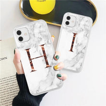 Load image into Gallery viewer, White A-Z Marble Texture Phone Cover For Iphone 12 Mini Soft Silicone Back Case Solid Name Phone Case Luxury Screen Camera Protection Shockproof Soft Cover