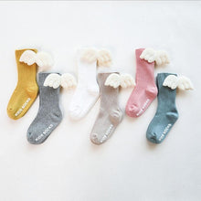 Load image into Gallery viewer, Luxury Modern Socks Baby Girls Knee High Socks With Angel wing Summer Autumn Cotton Socks Solid Candy Color Toddler For Kids