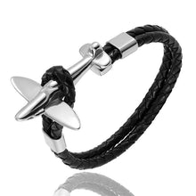 将图片加载到图库查看器,Stainless Steel Gold Aviation Airplane Anchor Bracelets For Men and Women In Retro Leather Bracelet Air Force Style Homme Jewelry Style