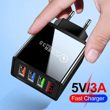 Load image into Gallery viewer, 3.1A Quick Charge 3.0 LED Display 3 Ports USB Phone Charger Fast Charging EU Wall Adapter