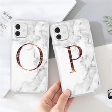 Load image into Gallery viewer, White A-Z Marble Texture Phone Cover For Iphone 12 Mini Soft Silicone Back Case Solid Name Phone Case Luxury Screen Camera Protection Shockproof Soft Cover