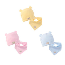 将图片加载到图库查看器,Cute Kids Hat with Bibs Candy Solid Colors for Boys and Girls Beanies Hats Cotton new Born Baby caps & Bibs