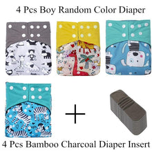 Load image into Gallery viewer, Reusable Waterproof Diaper Baby Bamboo Charcoal Diaper One Size Pocket Baby Nappies For Kids Set