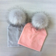 Load image into Gallery viewer, Kids Girls Solid Hat With Pompon Baby Beanie Pompom Cap Children's Accessories Design