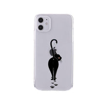 将图片加载到图库查看器,Cute Cartoons Black Cat Transparent Phone Cover For Iphone 14 14promax 14plus 13promax 13 12 11 Shockproof Clear Phone Case Adorable Soft Girls Print Cat Design Clear Cute Flexible Silicone Phone Case
