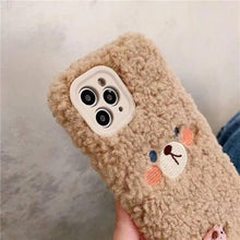Load image into Gallery viewer, Cute Brown Bear Plush Phone Case For Iphone 14 11 12 13 Pro Max 7 8 X XS Max XR SE2 Autumn And Winter Shockproof Full Case Cover Cute Bear Animal Winter Warm Plush Fabric Phone Case