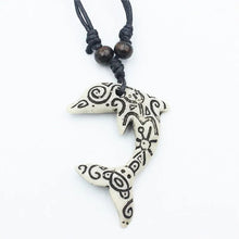 Load image into Gallery viewer, Fashion Faux Bone Carved Taino Sun Smile Frog Love Dolphin Pendant Necklace for men women's jewelry gift MN520