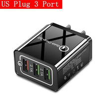 Load image into Gallery viewer, Modern Black 48W Quick Charger 3.0 USB Charge Plug Wall Mobile Phone Charger Adapter Fast Charging