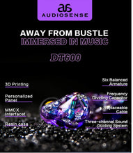Load image into Gallery viewer, AUDIOSENSE DT600 HiFi Stereo 6BA IEMs with Detachable MMCX Cable 3D Printing Resin Shell Away from Bustle Immersed in Music