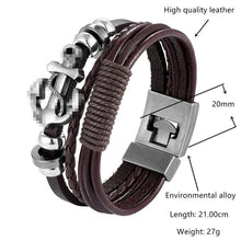 将图片加载到图库查看器,Trendy Modern Jewelry Leather Bracelet Men Braided Multilayer Anchor Bracelets Ladies Rope Chain for Male Jewelry Classic Style