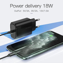 将图片加载到图库查看器,Small Black PD Charger USB 18W QC 4.0 USB Type C Fast Portable Wall Charger High Speed Charging