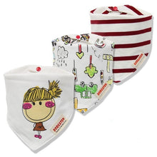 Load image into Gallery viewer, 3PCS Comfortable Waterproof Organic Cotton Baby Burp Cloth Bandanna Scarf Bibs For Newborn Baby Boy And Girl