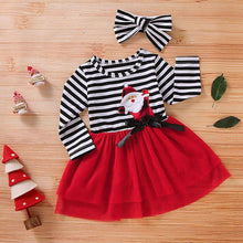 将图片加载到图库查看器,Newborn Baby Girls Long Sleeve Christmas Santa Striped Skirt Dress Outfits Unique Design