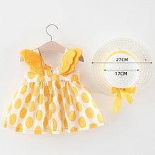将图片加载到图库查看器,Modern Luxury Baby Girl Summer Party Clothing Cherry Dot Princess Dresses Bow Hat Outfits For Girls
