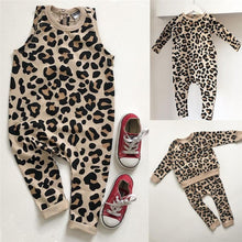 将图片加载到图库查看器,Newborn Baby Girl/ Sleeveless/ Long Sleeve Leopard Romper Jumpsuit Outfit For Babies In elegant Modern Deisgn