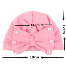 Load image into Gallery viewer, Modern Baby Hats Cute Rabbit Bow Knot with Pearls Baby Girl Hat with Pearls for Kids In Diamond Luxury Style