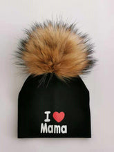 将图片加载到图库查看器,Newborn Cotton Hats Baby Pom Pom Childre Infant Hats For BabY Boys and Girls Wth Printed "I love mama " and " Design