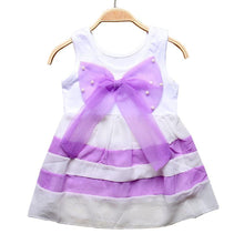 Load image into Gallery viewer, Baby Girl Clothes for Kids with Cute Purple Stripe and Round Neck Sleeveless Chiffon Dresses For Girls
