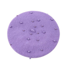 将图片加载到图库查看器,Modern Art Wool Baby Hat with Pearls Cat Candy Color Retro Baby Girl Cap Kids Beret Hats for Girls