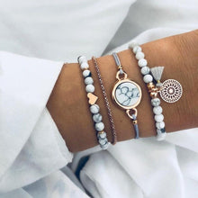 Load image into Gallery viewer, Fashion Bohemia Leaf Round Knot Cuff Bangle Gold Chain Charm Bracelet for Women Simple Geometric Bracelets Luxury Jewelry