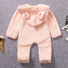 将图片加载到图库查看器,New Winter Trend Warm Newborn Baby Boy Solid Hooded Baby Romper Warm Coat Fleece Jumpsuit Infant Outwear For Boys And Girls