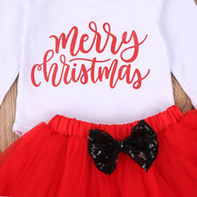 将图片加载到图库查看器,4Pcs Baby Girls Christmas Dress Set Children Long Sleeve Top Short Skirt Hair Band And Leg Cover
