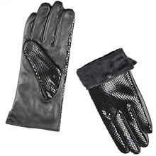 将图片加载到图库查看器,New Snake Print Leather Sheepskin Gloves Women's Fashion High Gloss Velvet Lining Autumn and Winter Warm Driving Gloves