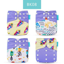 Load image into Gallery viewer, 4pcs/set Washable Eco-Friendly Cloth Diaper Cover Adjustable Nappy Cloth Diapers Cloth Nappy For Baby Boys and Grils Baby