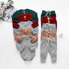 Load image into Gallery viewer, Infant Newborn Baby Spring Autumn Ribbed Solid Clothes Sets Long Sleeve Bodysuits , Elastic Pants 2PCs