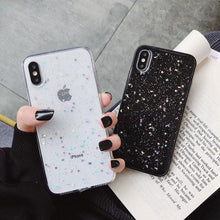 将图片加载到图库查看器,Women Glitter Phone Case For Iphone 8 7 Plus 6 6s Star Clear Soft Cover For Iphone 12 11 Pro X Xr Xs Max Starry Night Non Moving Sparkling Shining Glitter Soft Silicone Case