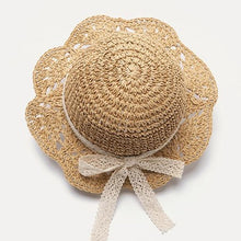 Load image into Gallery viewer, Handmade Modern Elegant Lady Baby Girls Breathable Lace Cap With Bow Great For Beach Sun