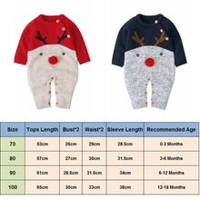 Load image into Gallery viewer, Baby Christmas Rompers Reindeer Knitted Jumpsuits Toddler Children Warm Wool Clothes 0-2Y For Boys and Girls Christmas Eve Costume