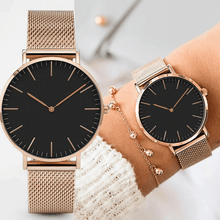 将图片加载到图库查看器,Fashion Unisex Watches Ultra Thin Stainless Steel Mesh Belt Quartz Classic Casual Watch For Women and Man