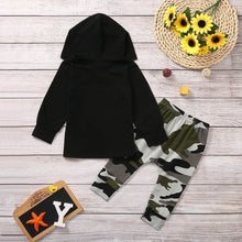 将图片加载到图库查看器,Baby Boy Letter Hoodie T-Shirt Tops and Camo Pants Outfits In Modern New Printed Style For Kids