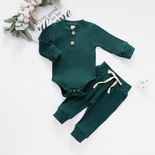 Load image into Gallery viewer, Infant Newborn Baby Spring Autumn Ribbed Solid Clothes Sets Long Sleeve Bodysuits , Elastic Pants 2PCs