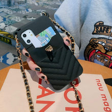 将图片加载到图库查看器,Luxury Wallet Bag Phone Case For iPhone 14 13 12 MINI 11 Pro XR XS Max 6 7 8 Plus Silicone Card Pocket Strap Cover With Lanyard Crossbody Chain Card Holder Slot Handbag Wrist Strap Protective Cover