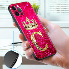 Load image into Gallery viewer, Pink Shiny Letter Phone Case For Iphone 11 7 Pro Xr X Xs Max 6 6s 8 Plus Glitter Rhinestone Phone Cover Soft Cover Shockproof Glitter Sparkle Case Girly Women Protective Pink Cover